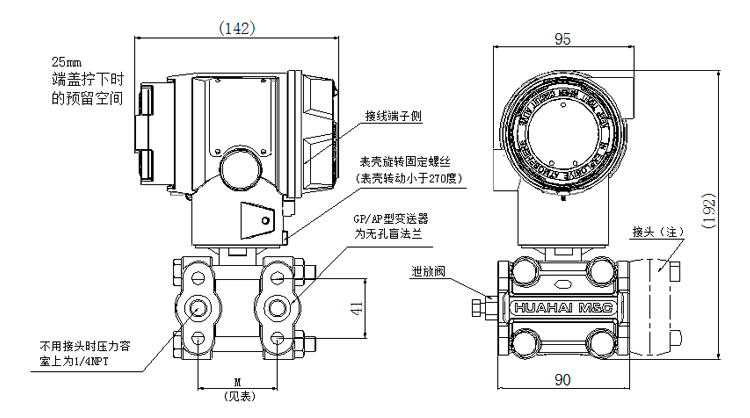 智能差压变送器产品外形尺寸